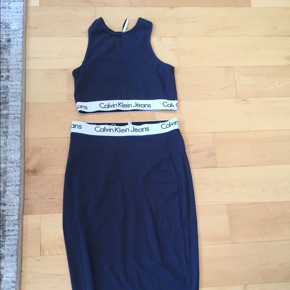 Calvin Klein Crop Top and Skirt